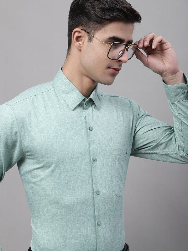 Men's Green Cotton Solid Formal Shirt