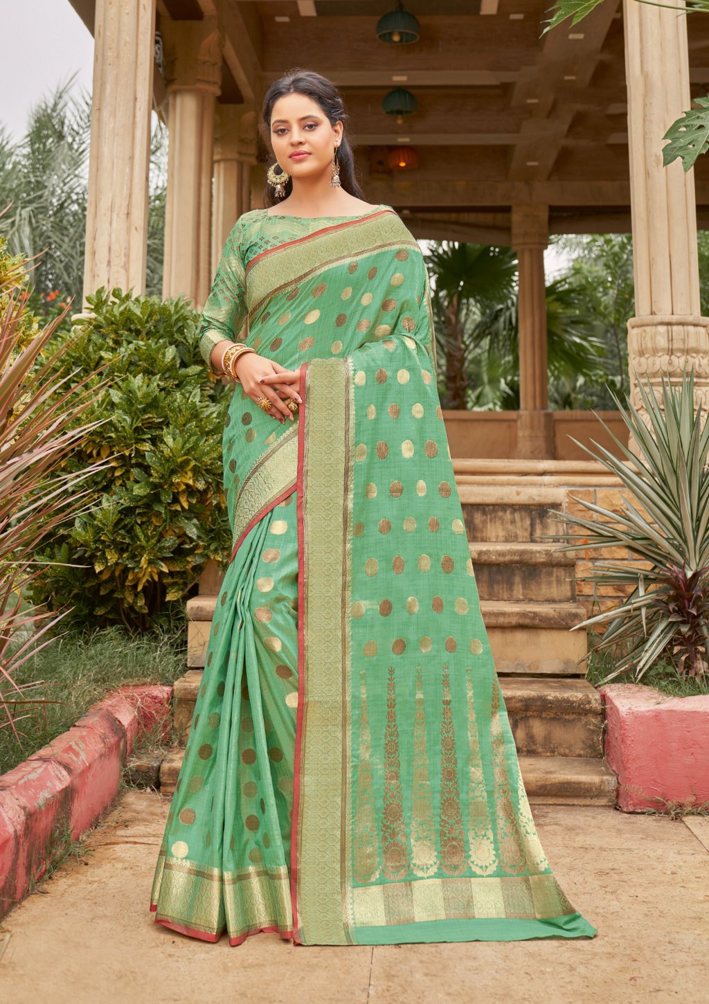 Women's Cotton Handloom Woven Work Traditional Saree - Sangam Prints