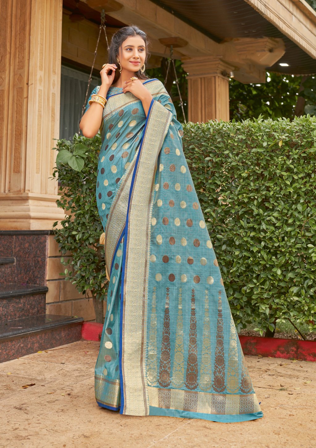 Women's Cotton Handloom Woven Work Traditional Saree - Sangam Prints