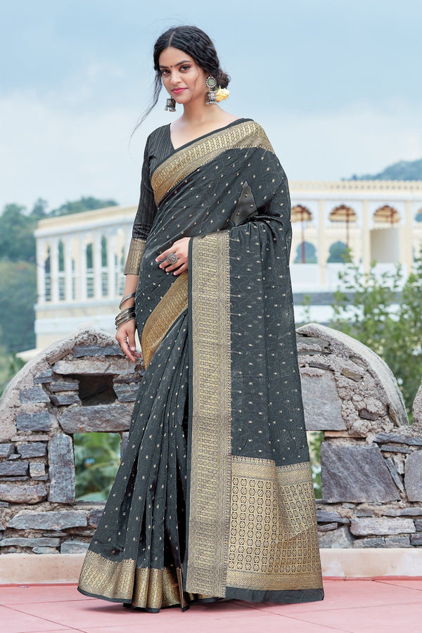 Women's Organza Woven Work Traditional Saree - Sangam Prints