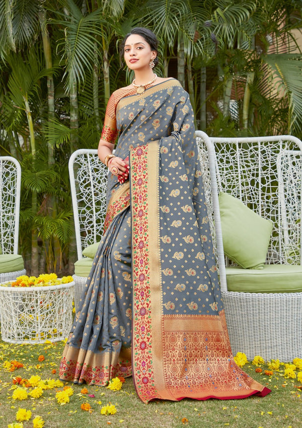 Women's Silk Woven Work Traditional Saree - Sangam Prints