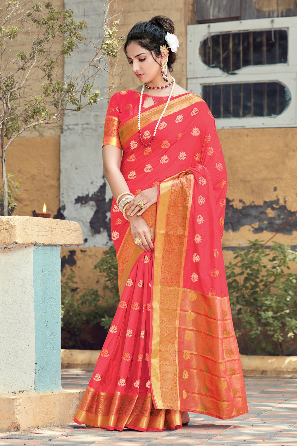 Women's Silk Zari Work Traditional Saree - Sangam Prints