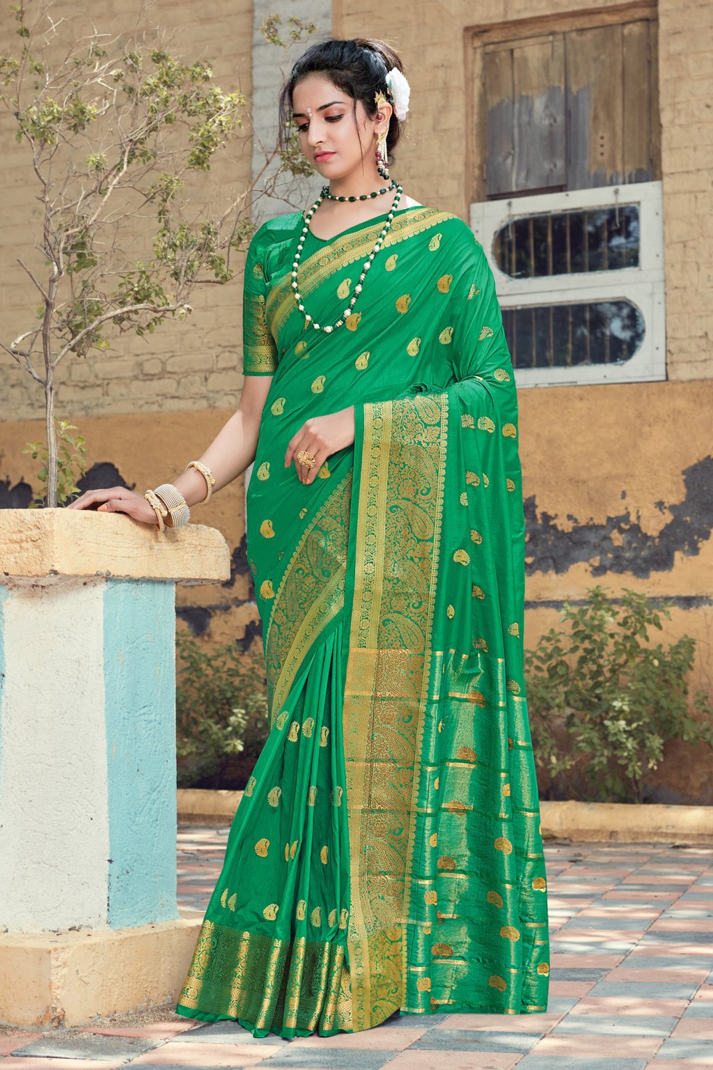 Women's Silk Zari Work Traditional Saree - Sangam Prints