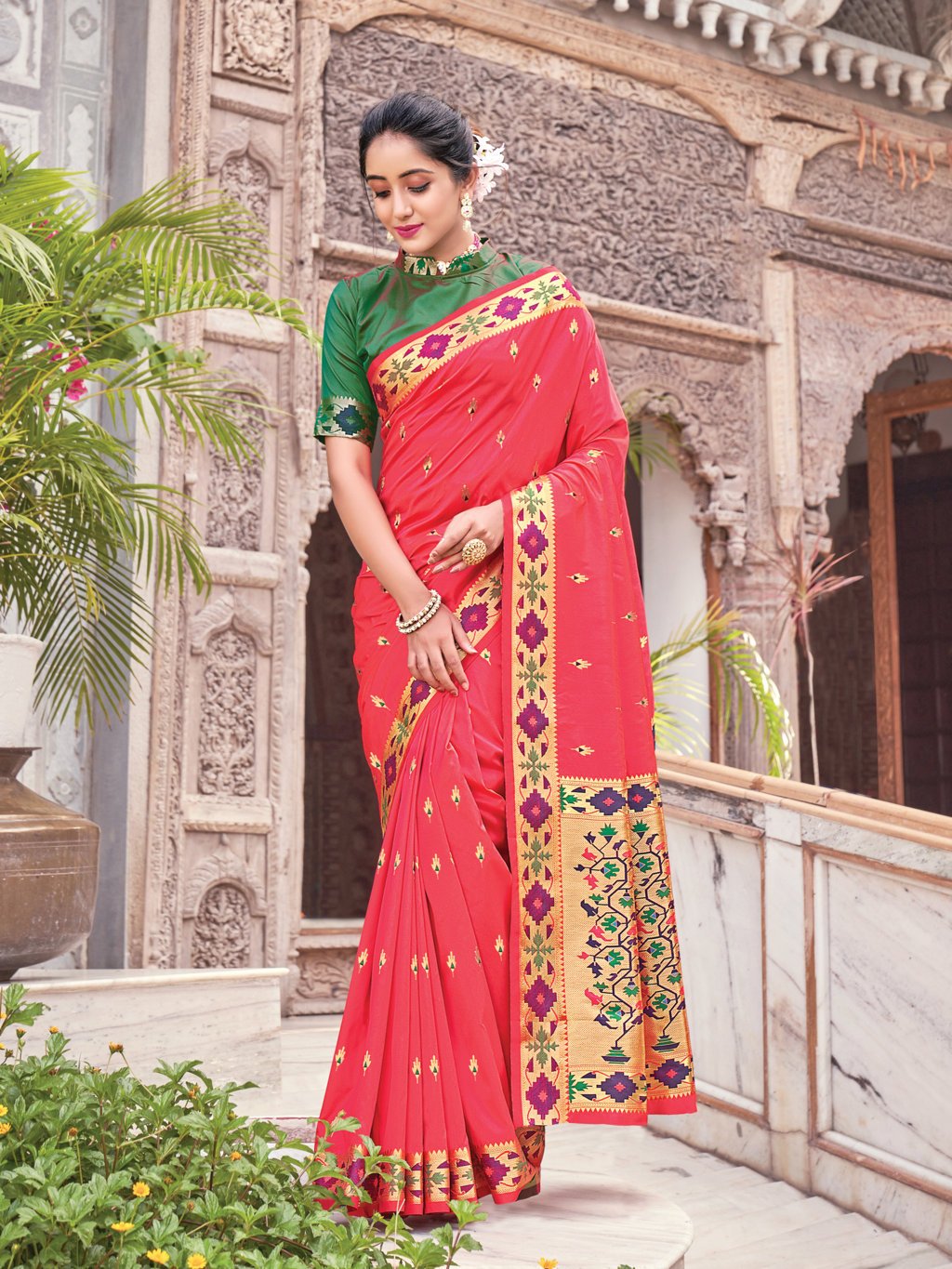 Women's Silk Woven Work Traditional Saree - Sangam Prints