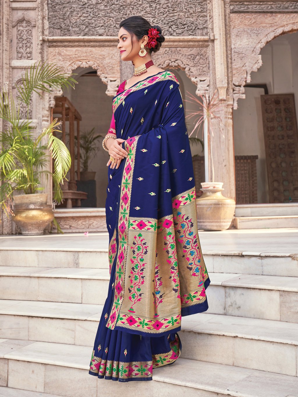 Women's Silk Woven Work Traditional Saree - Sangam Prints