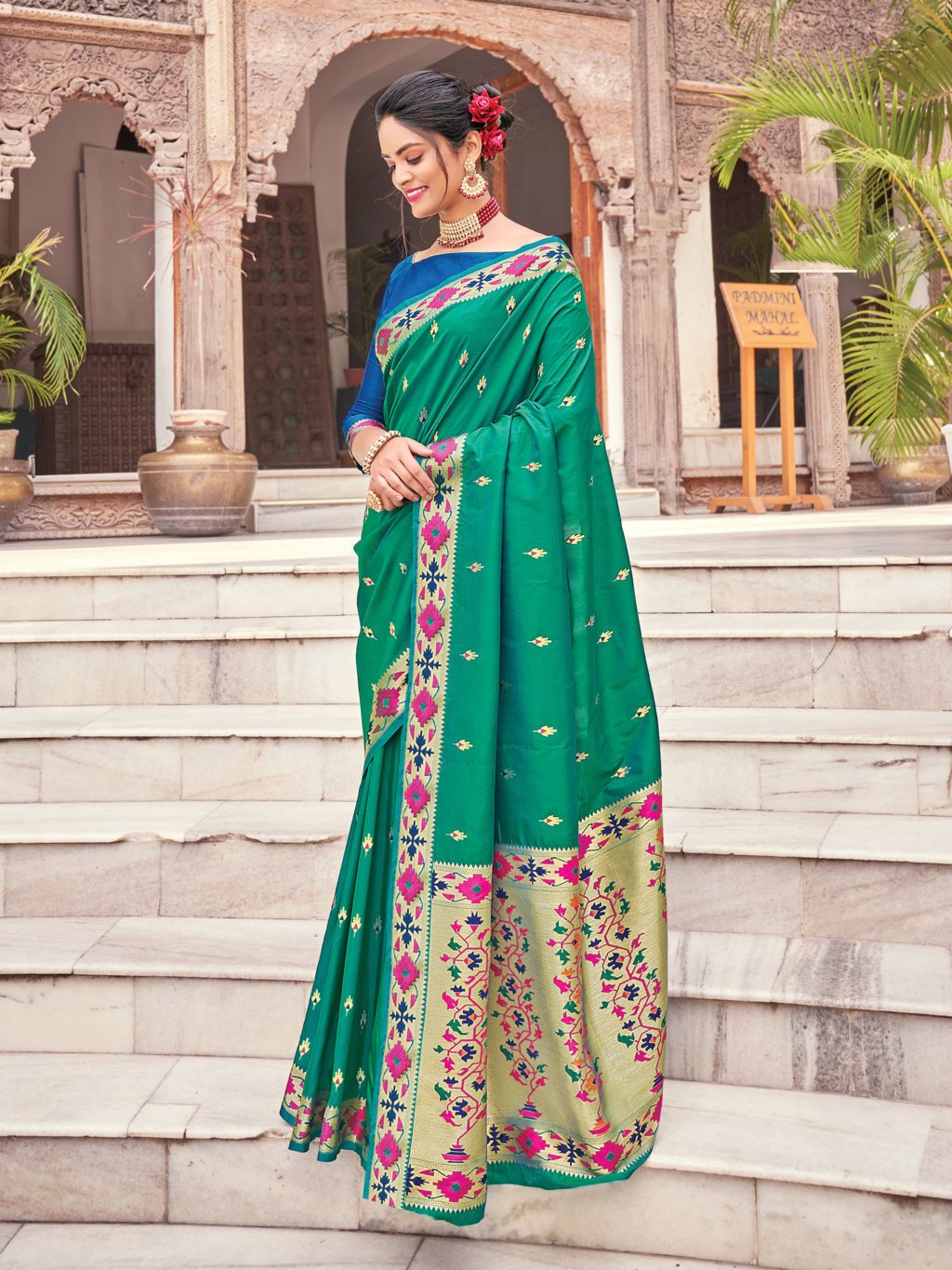 Women's Silk Woven Work Traditional Saree - Sangam Prints