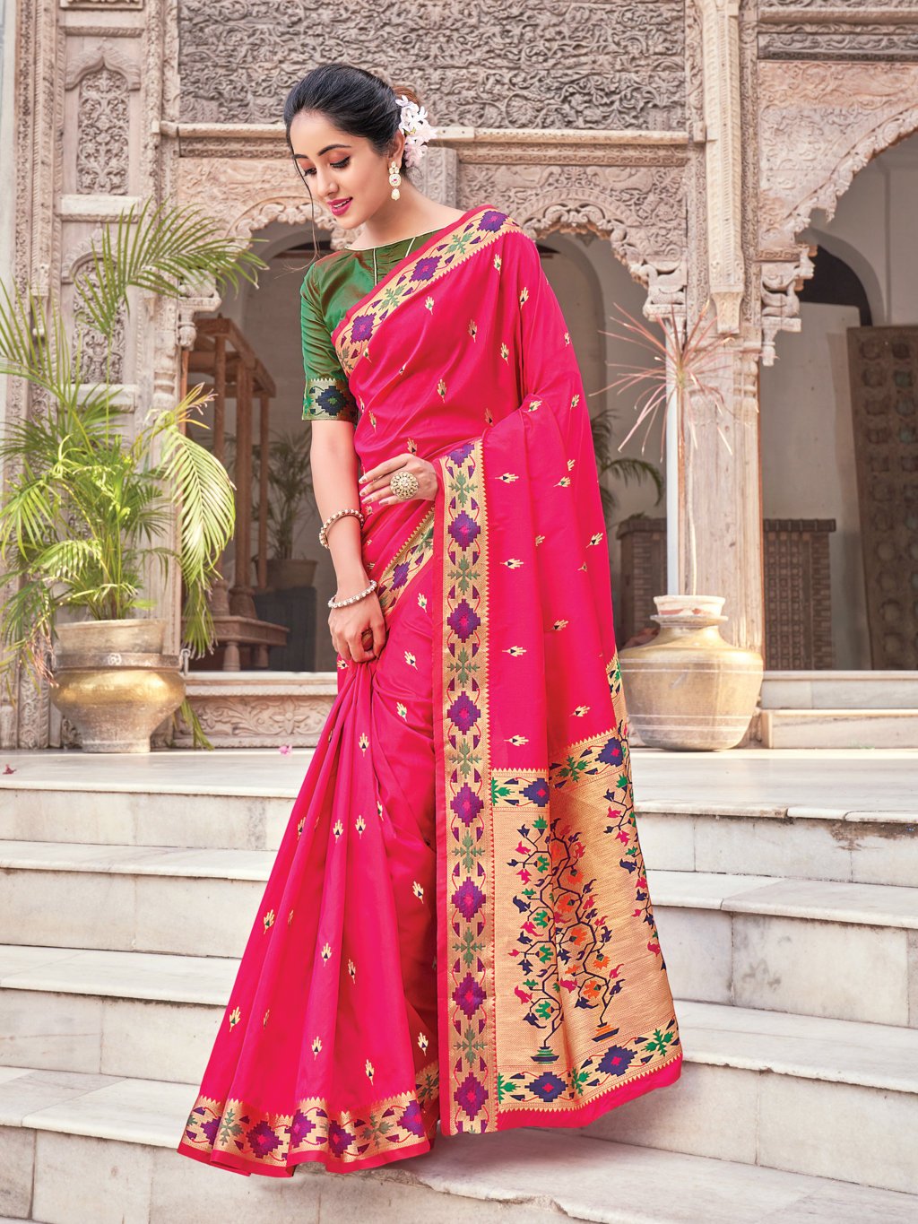 Women's Silk Woven Work Traditional Saree - Sangam Prints