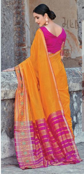 Women's Mustard Handloom Silk Woven Work Traditional Saree - Sangam Prints