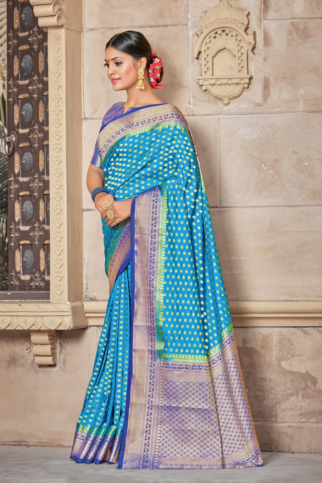 Women's Silk Zari Work Traditional Saree - Sangam Prints