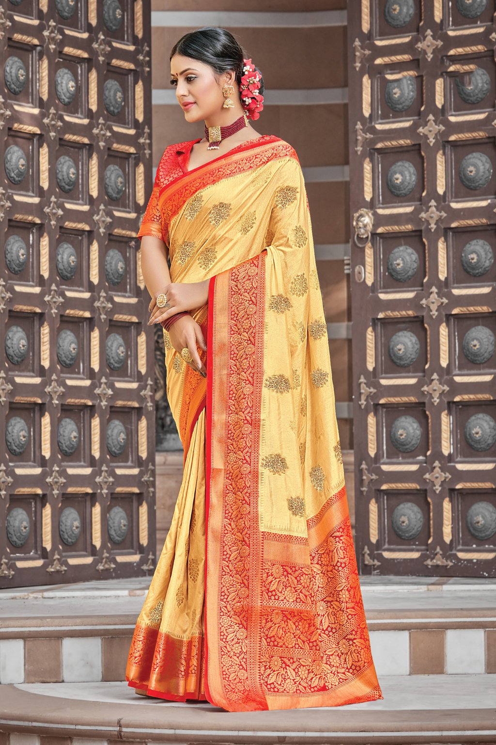 Women's Silk Zari Work Traditional Saree - Sangam Prints