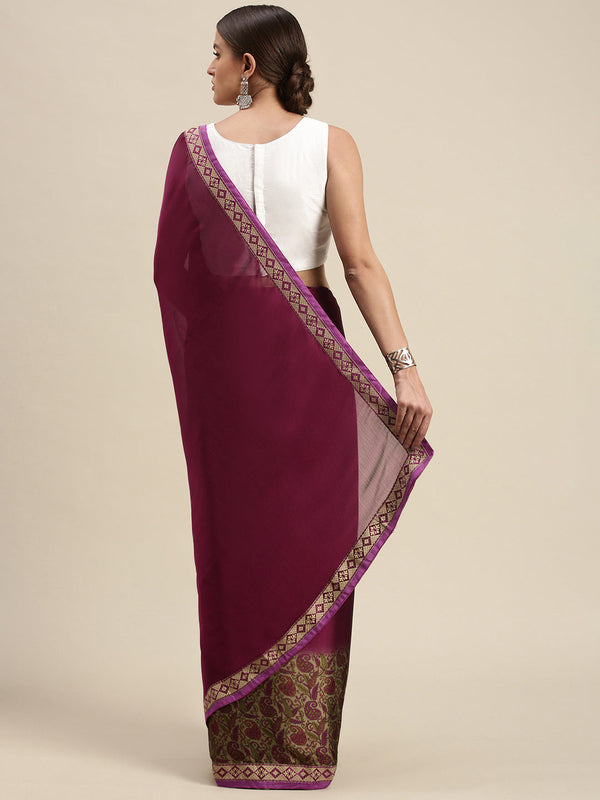 Women's Magenta Rangoli Silk Printed Daily Wear Saree - Sangam Prints