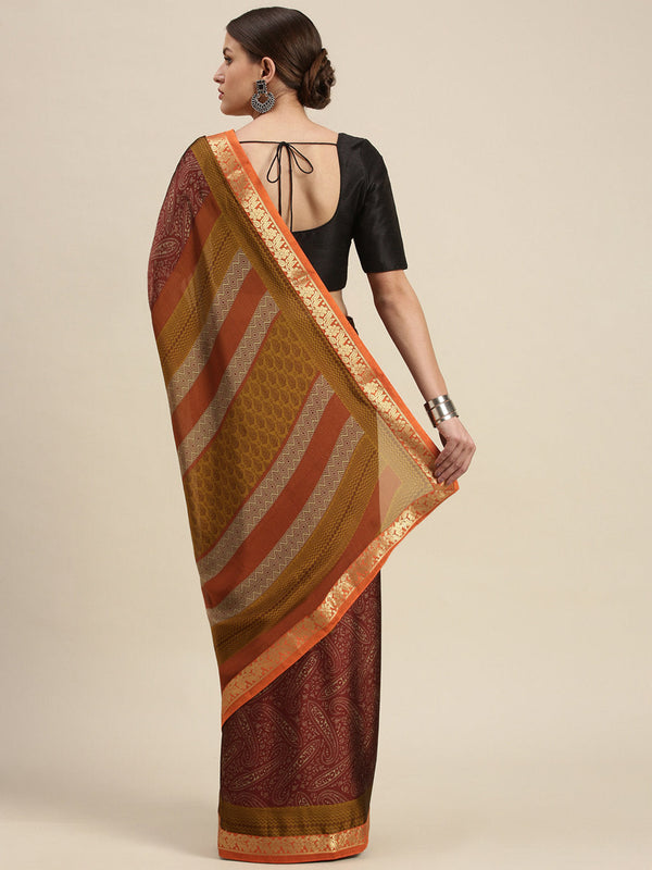 Women's Red Crepe Printed Daily Wear Saree - Sangam Prints