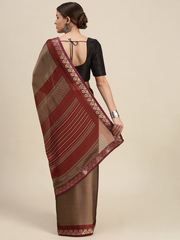 Women's Purple Crepe Printed Daily Wear Saree - Sangam Prints