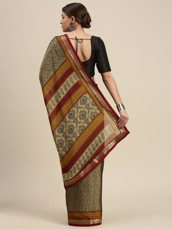 Women's Black Crepe Printed Daily Wear Saree - Sangam Prints