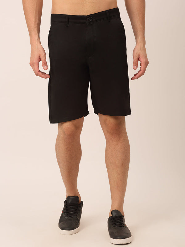 Men's Casual Cotton Solid Shorts ( SGP 153 Black ) - Jainish