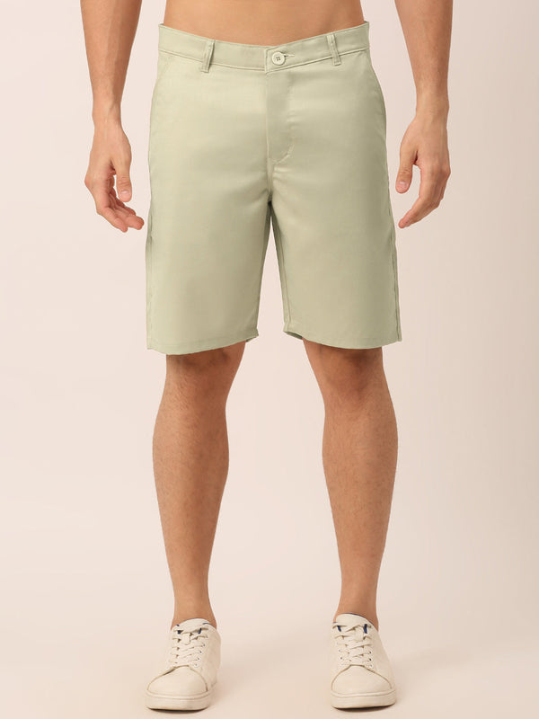 Men's Casual Cotton Solid Shorts ( SGP 153 Cream ) - Jainish