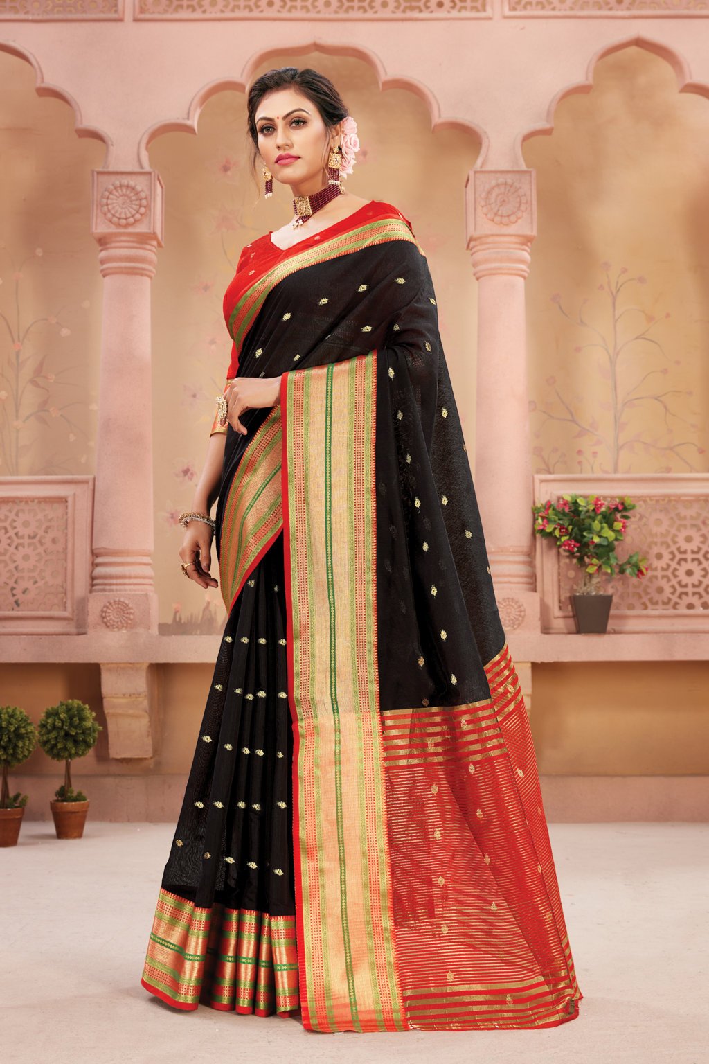 Women's Handloom Silk Woven Work Traditional Saree - Sangam Prints