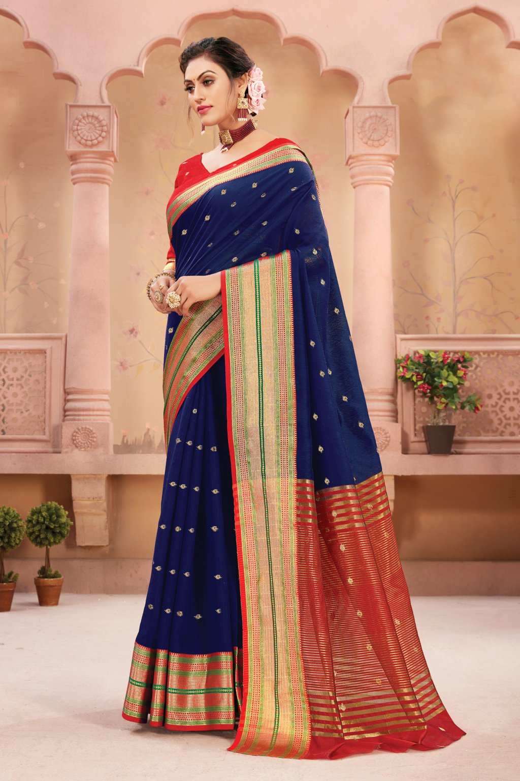 Women's Handloom Silk Woven Work Traditional Saree - Sangam Prints