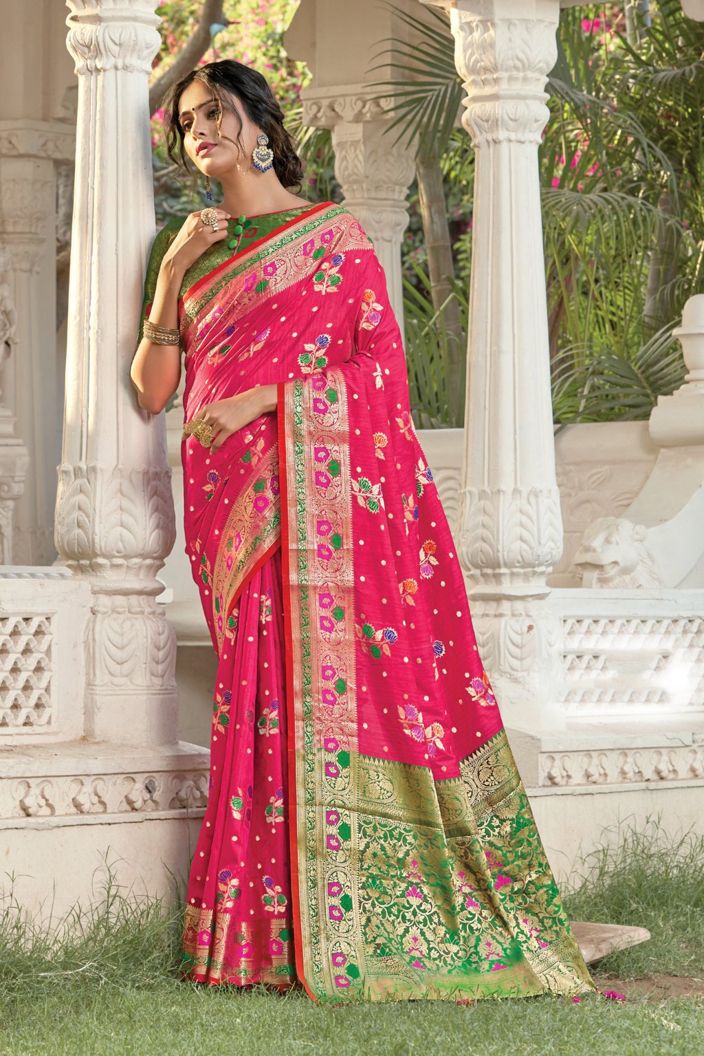 Women's Silk Woven Work Traditional Tassle Saree - Sangam Prints