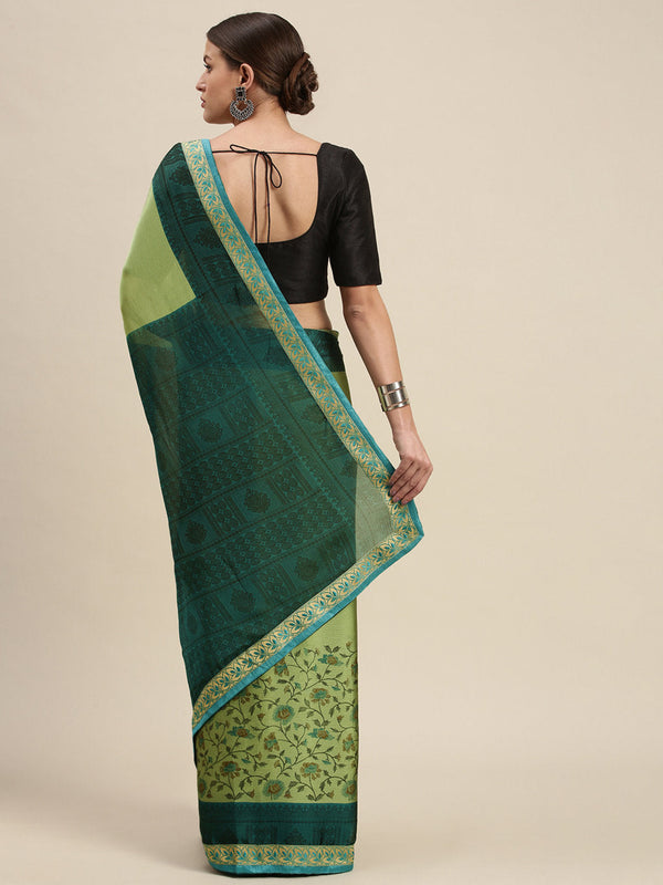 Women's Green Rangoli Silk Printed Daily Wear Saree - Sangam Prints