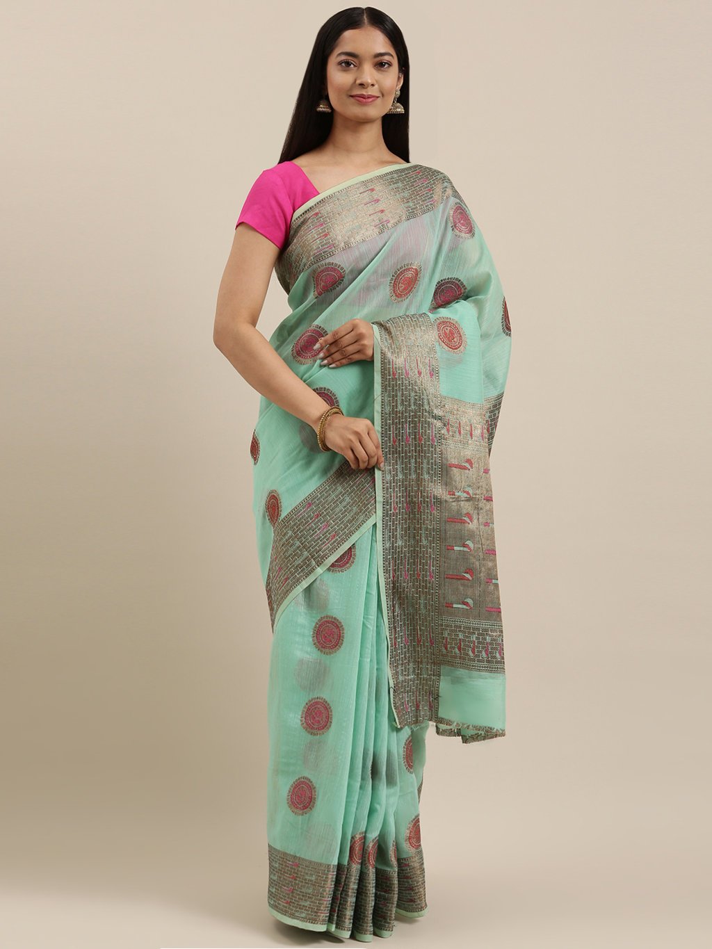 Women's Prints Cotton Handloom Woven Work Traditional Saree - Sangam Prints