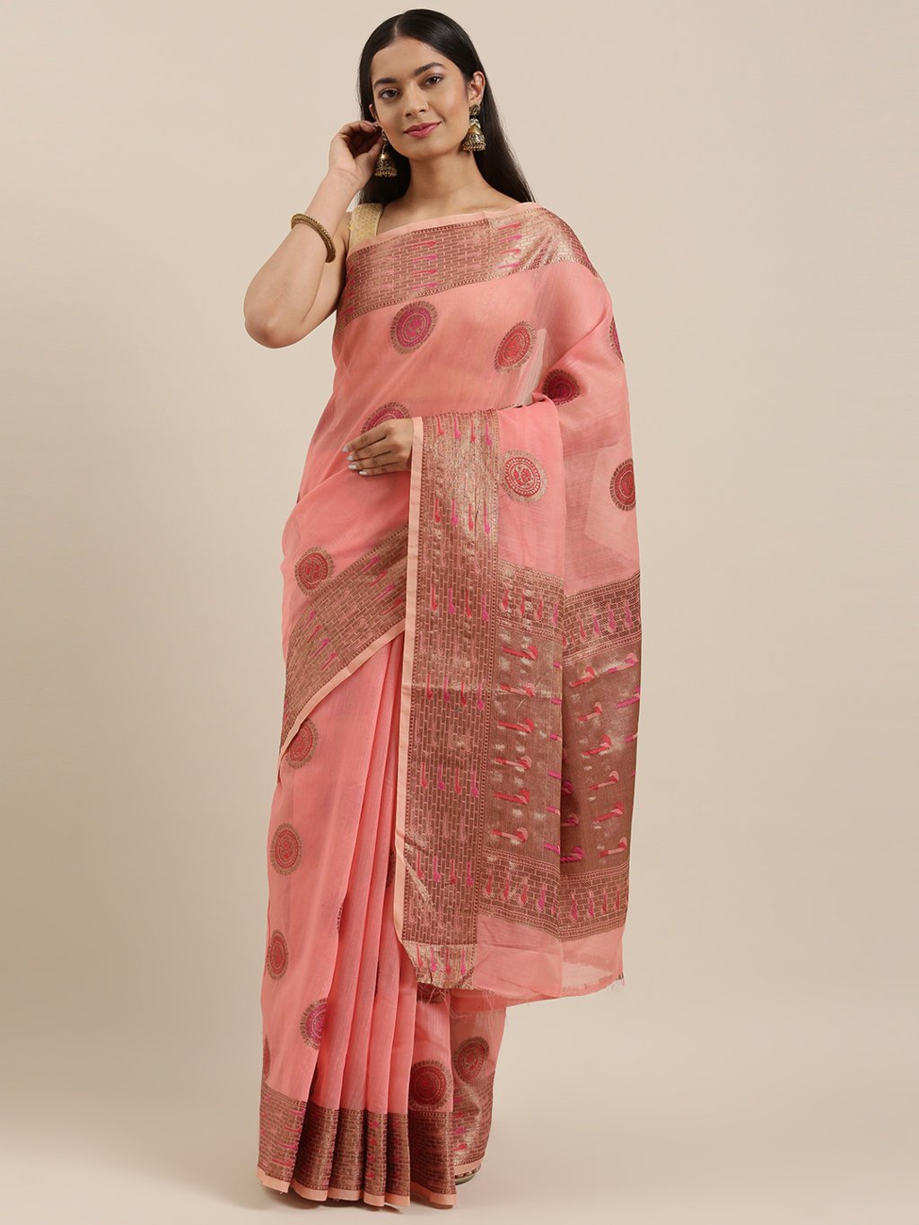 Women's Prints Cotton Handloom Woven Work Traditional Saree - Sangam Prints