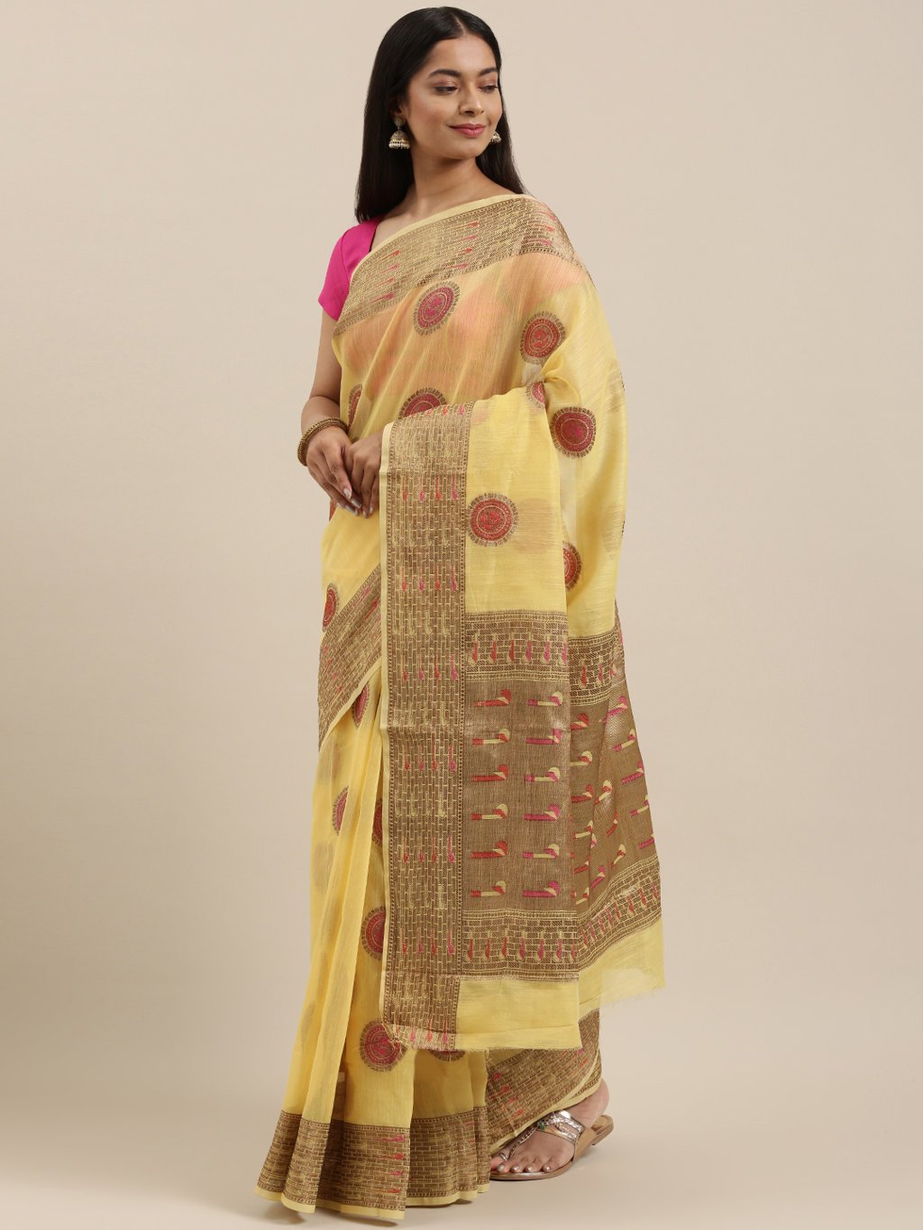 Women's Prints Cotton Handloom Woven Work Traditional Saree - Sangam Prints