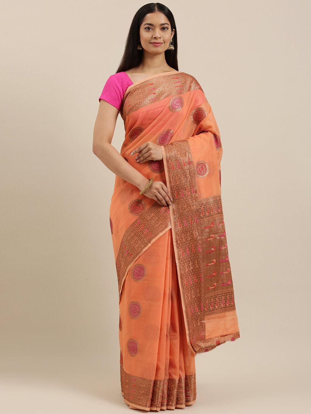 Women's Prints Cotton Handloom Woven Work Traditional Saree - Sangam Prints