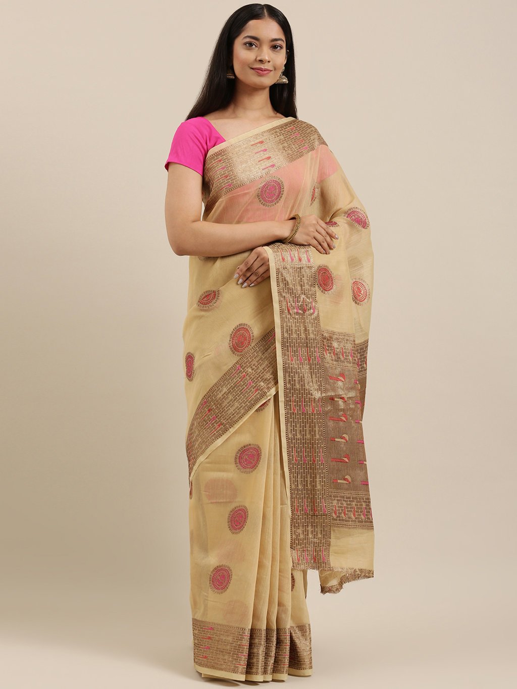 Women's Prints Cotton Handloom Woven Work Traditional Saree - Sangam Prints