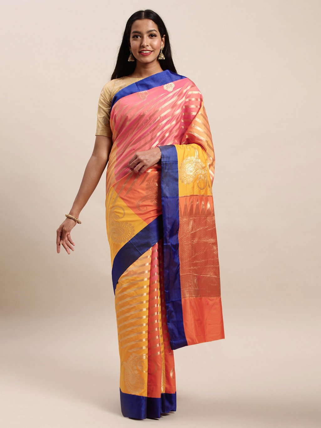 Women's Prints Handloom Silk Woven Work Traditional Saree - Sangam Prints