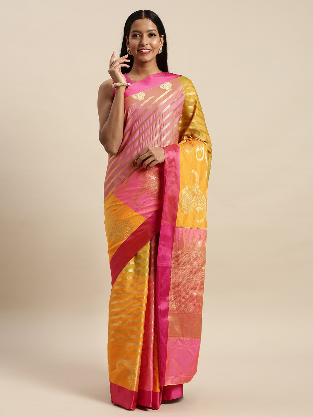 Women's Prints Handloom Silk Woven Work Traditional Saree - Sangam Prints