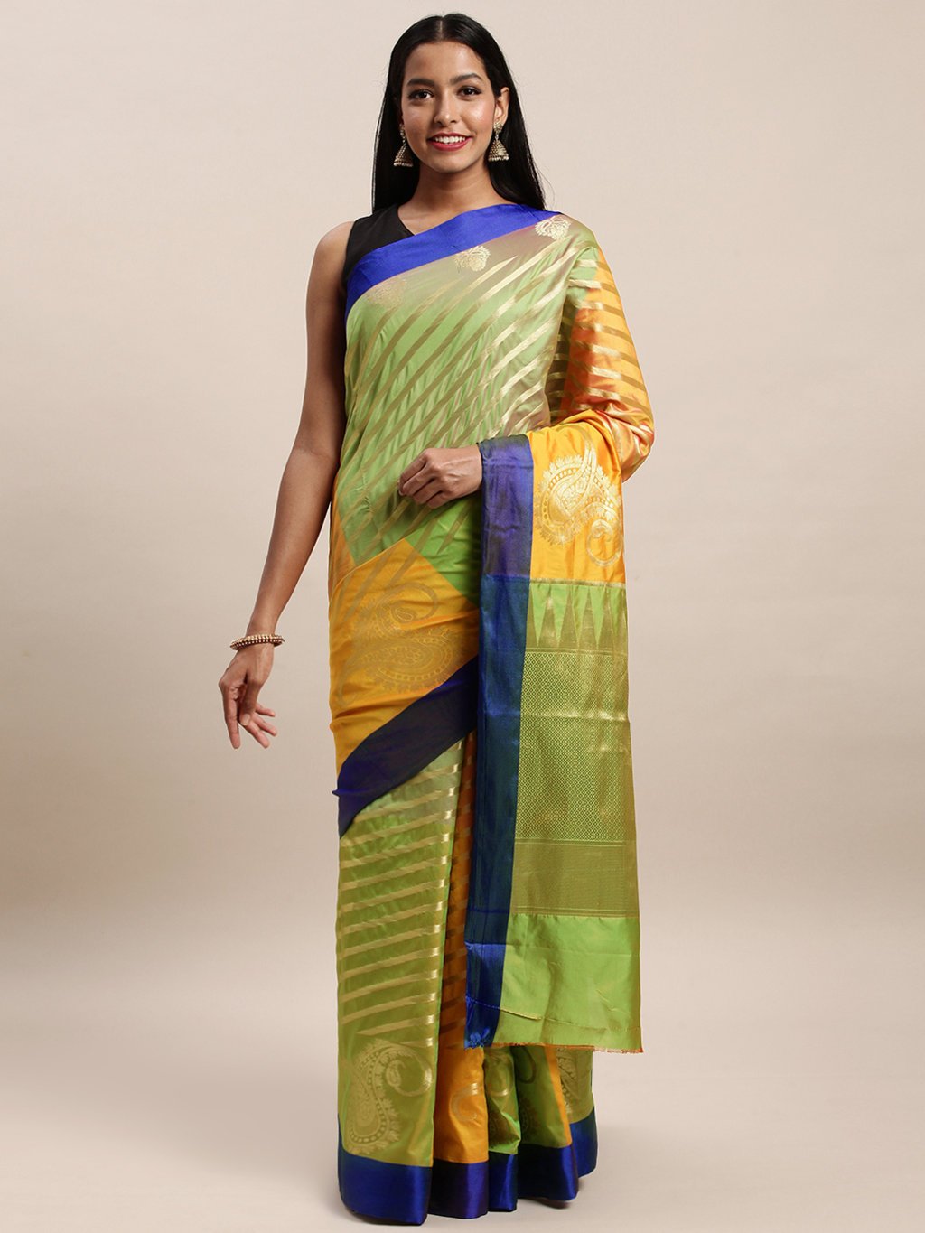 Women's Prints Handloom Silk Woven Work Traditional Saree - Sangam Prints