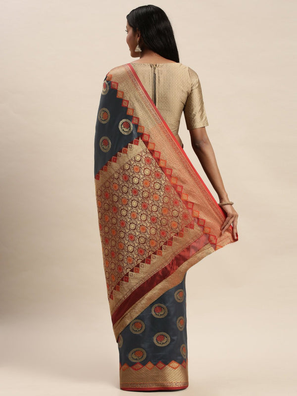 Women's Prints Heavy Banarasi Silk Woven Work Traditional Saree - Sangam Prints