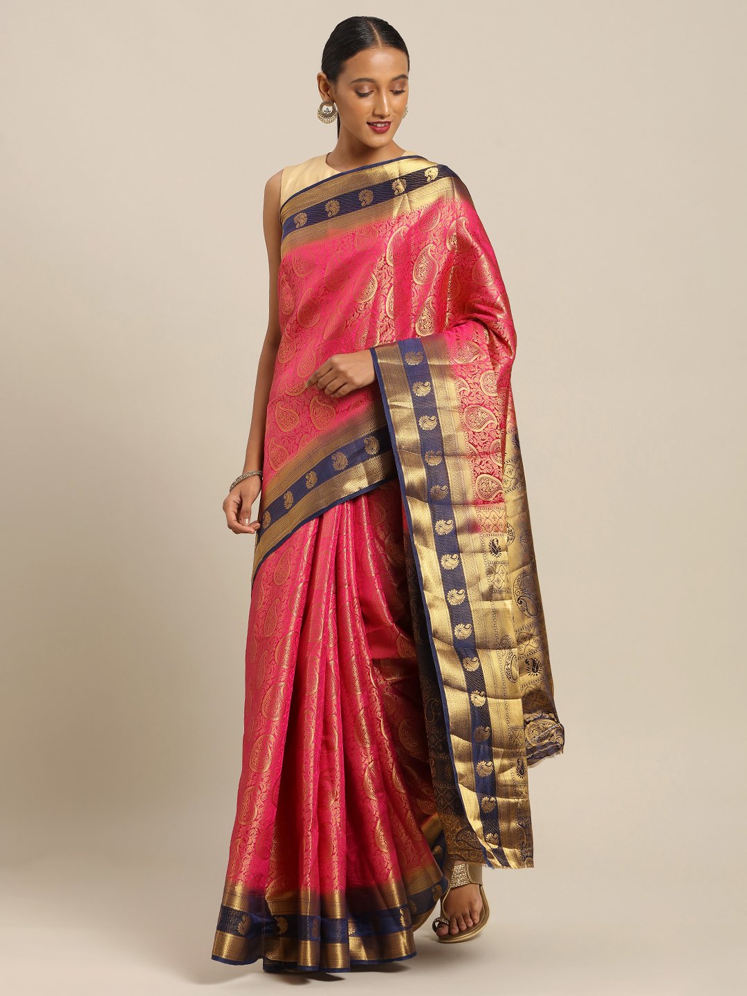 Women's Prints Silk Jacquard Traditional Saree - Sangam Prints