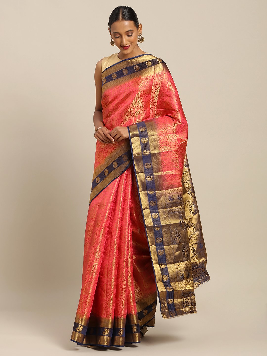 Women's Prints Silk Jacquard Traditional Saree - Sangam Prints