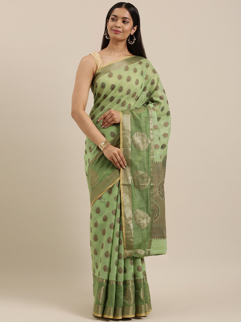 Women's Prints Cotton Handloom Woven Work Traditional Saree - Sangam Prints