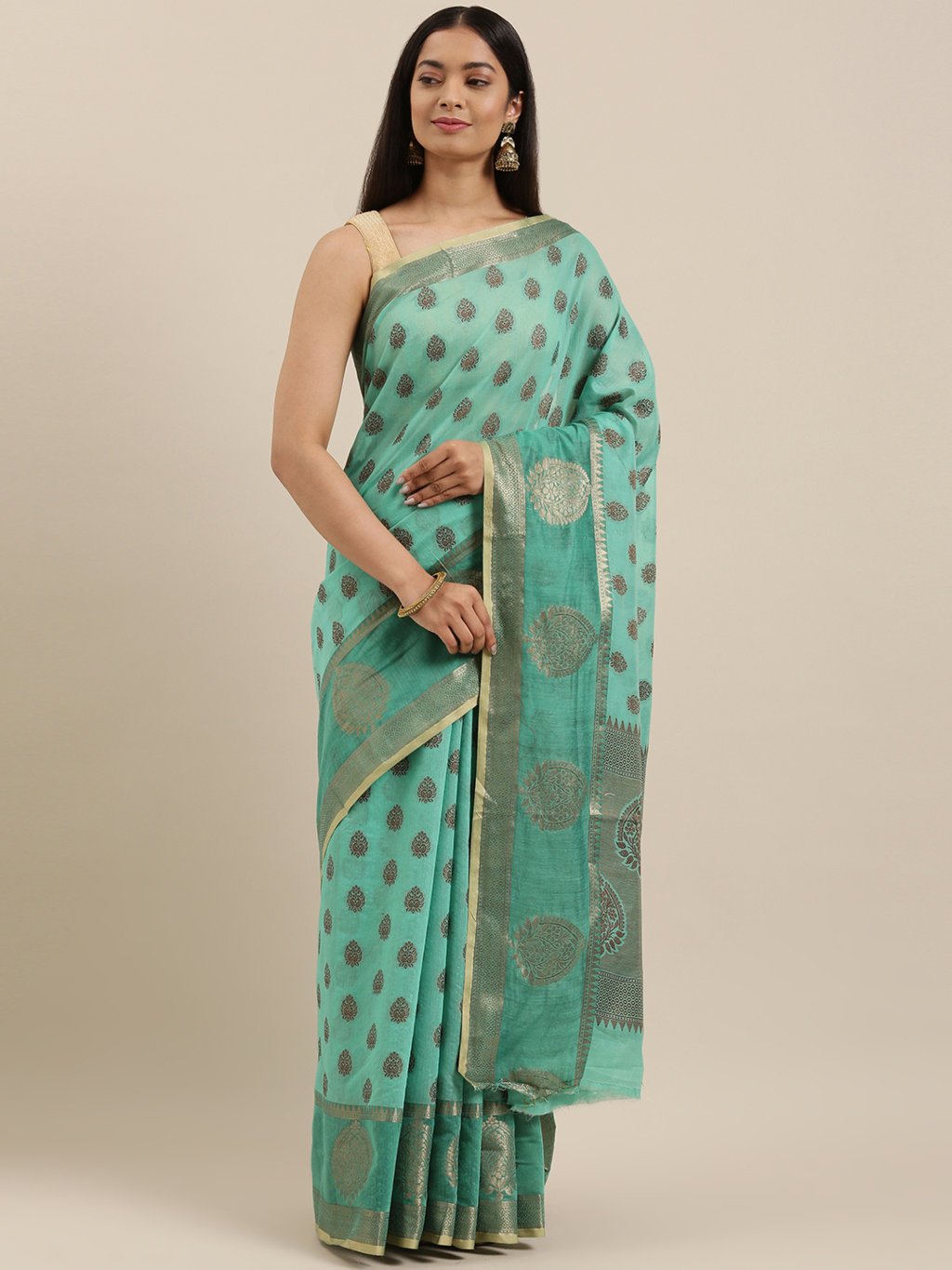 Women's Prints Cotton Handloom Woven Work Traditional Saree - Sangam Prints