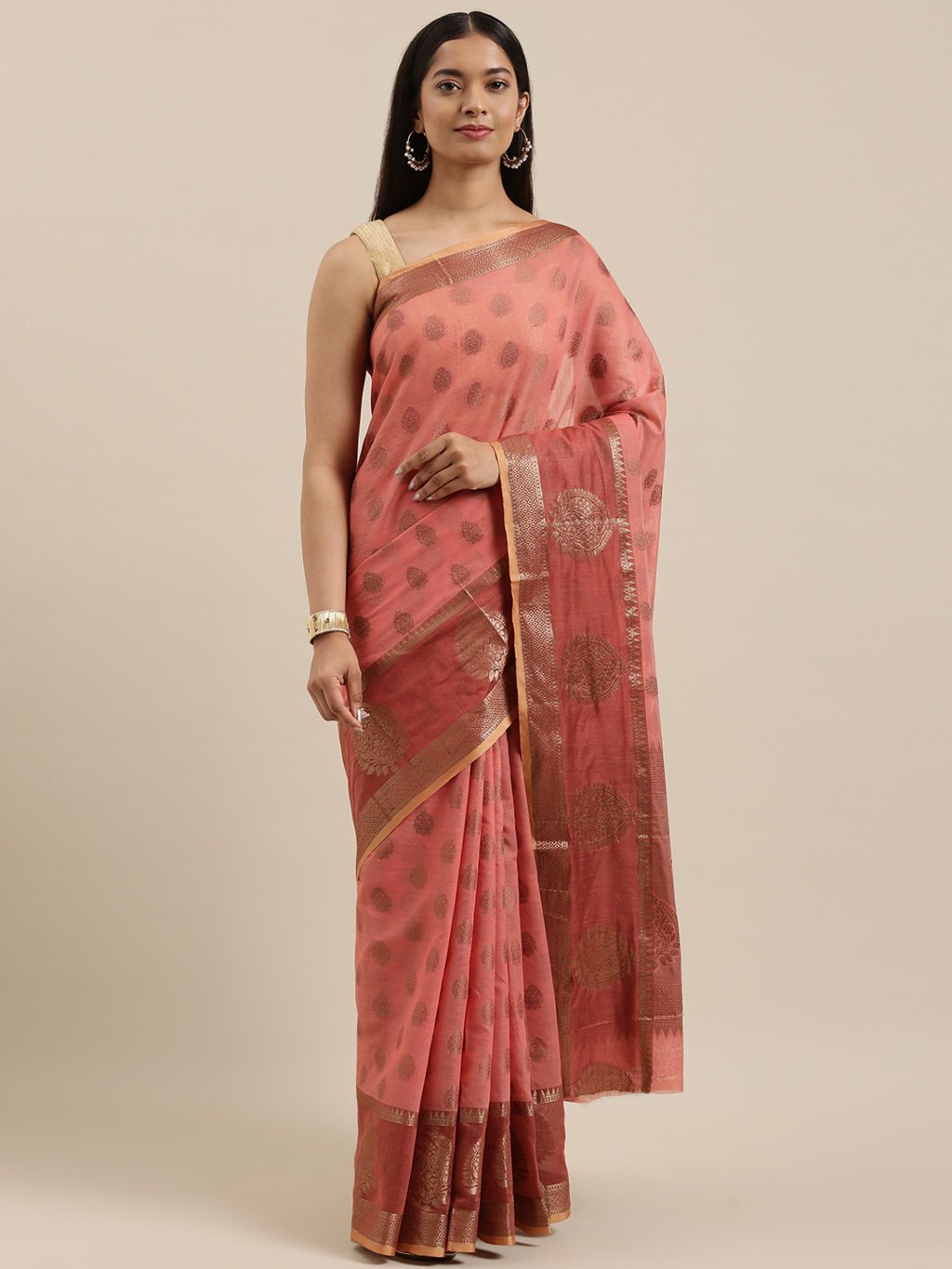 Women's Prints Cotton Handloom Woven Work Traditional Saree - Sangam Prints