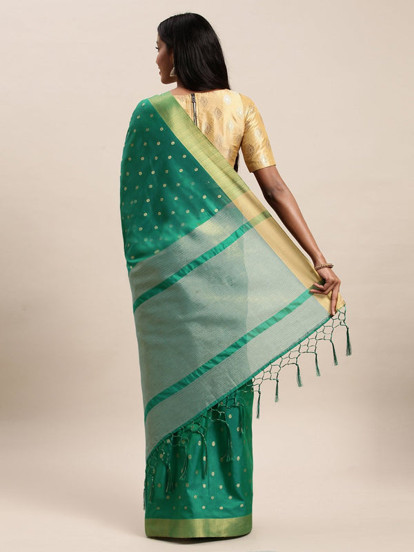 Women's Prints Green Handloom Silk Zari Work Traditional Saree - Sangam Prints