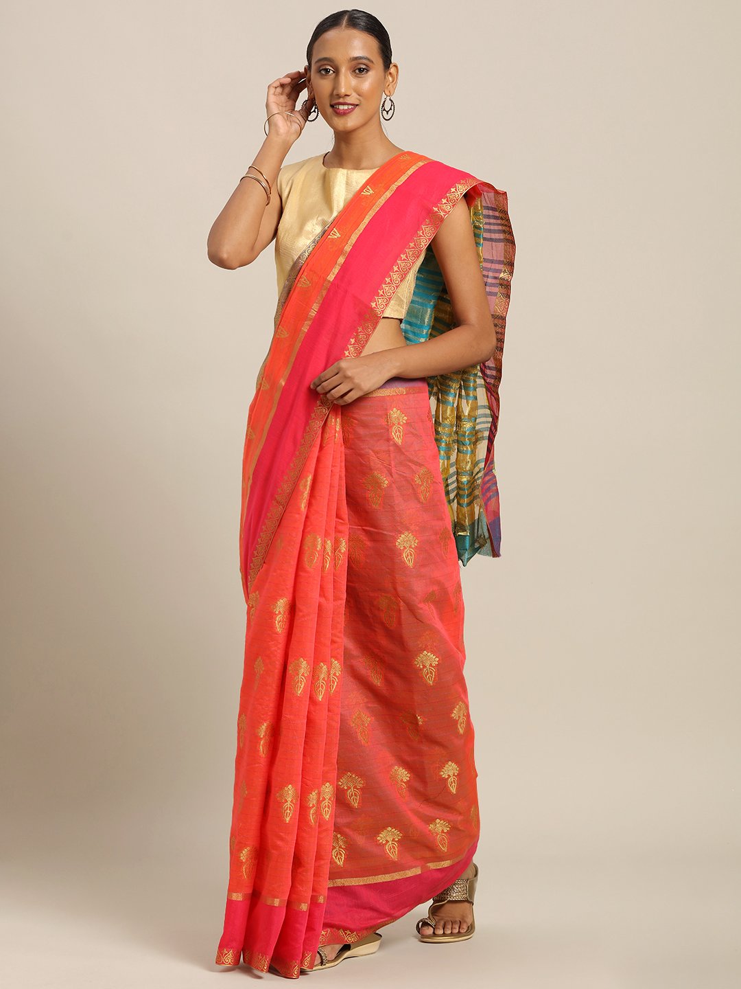 Women's Prints Cotton Handloom Woven Work Traditional Saree - Sangam Prints