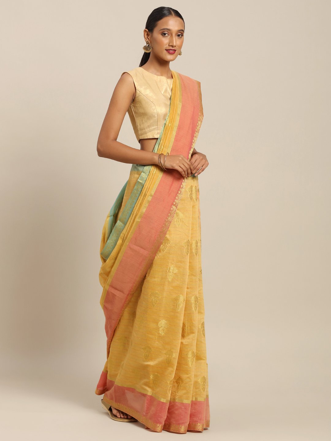 Women's Prints Cotton Handloom Woven Work Traditional Saree - Sangam Prints