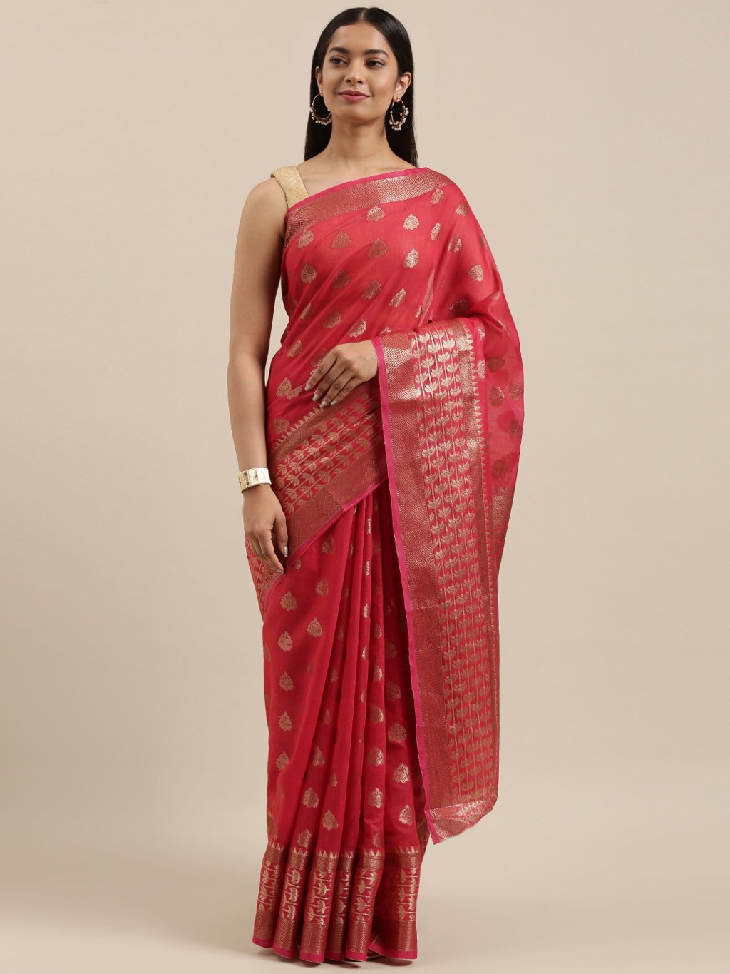 Women's Prints Cotton Handloom Woven Work Traditional Saree - Sangam Prints