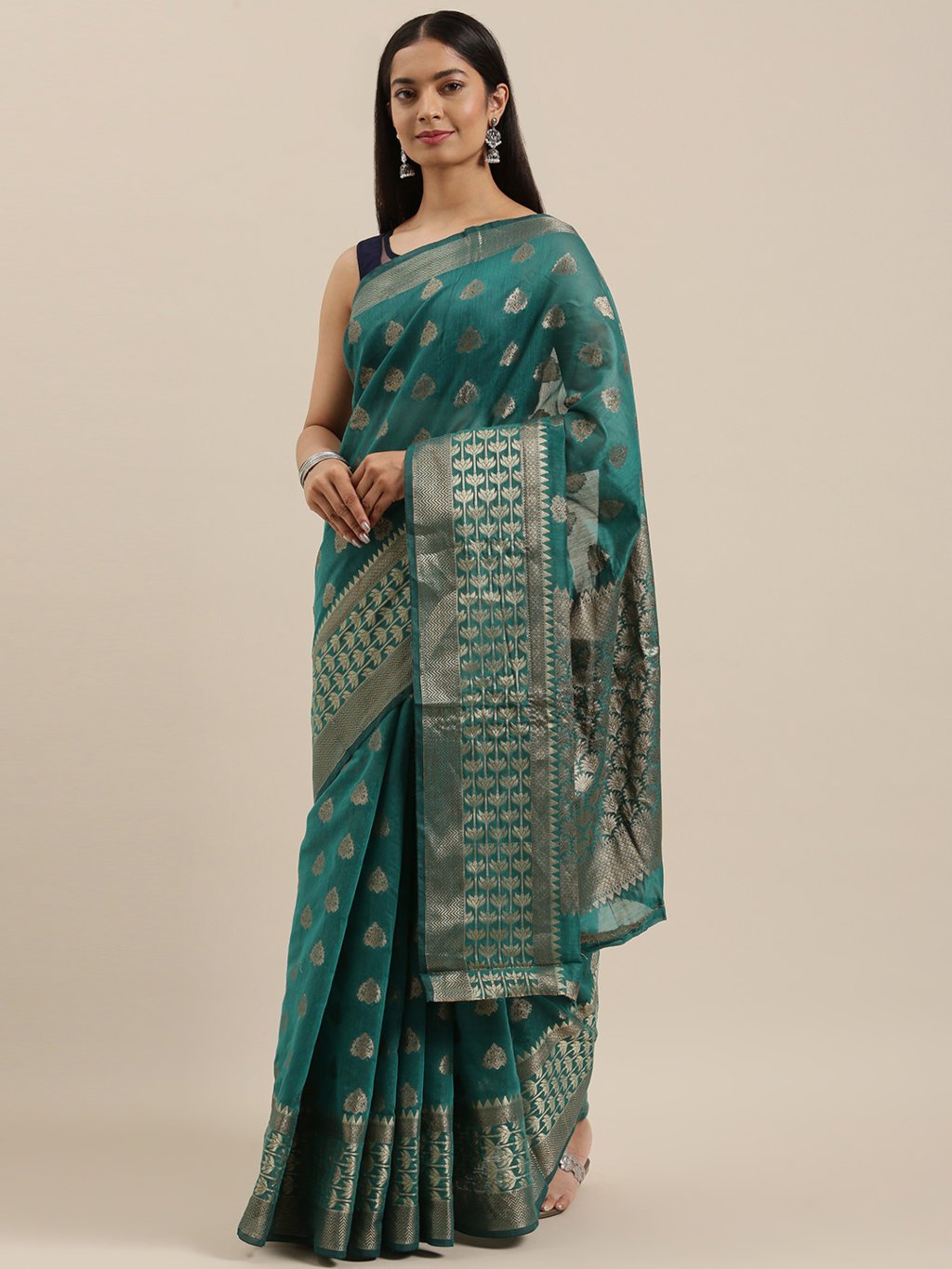 Women's Prints Cotton Handloom Woven Work Traditional Saree - Sangam Prints