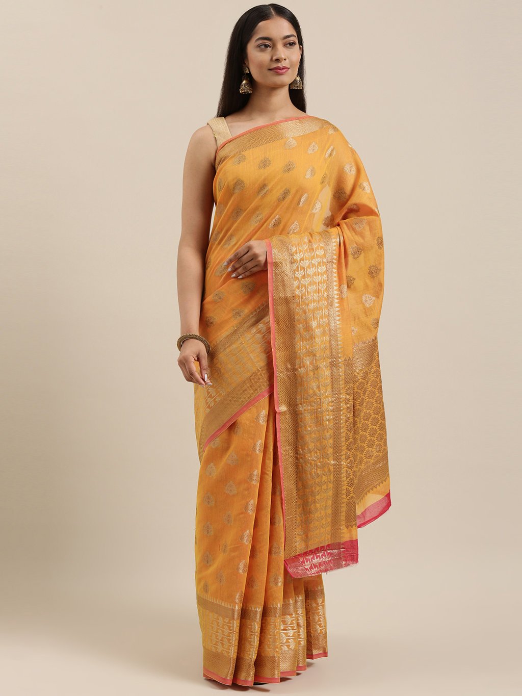 Women's Prints Cotton Handloom Woven Work Traditional Saree - Sangam Prints