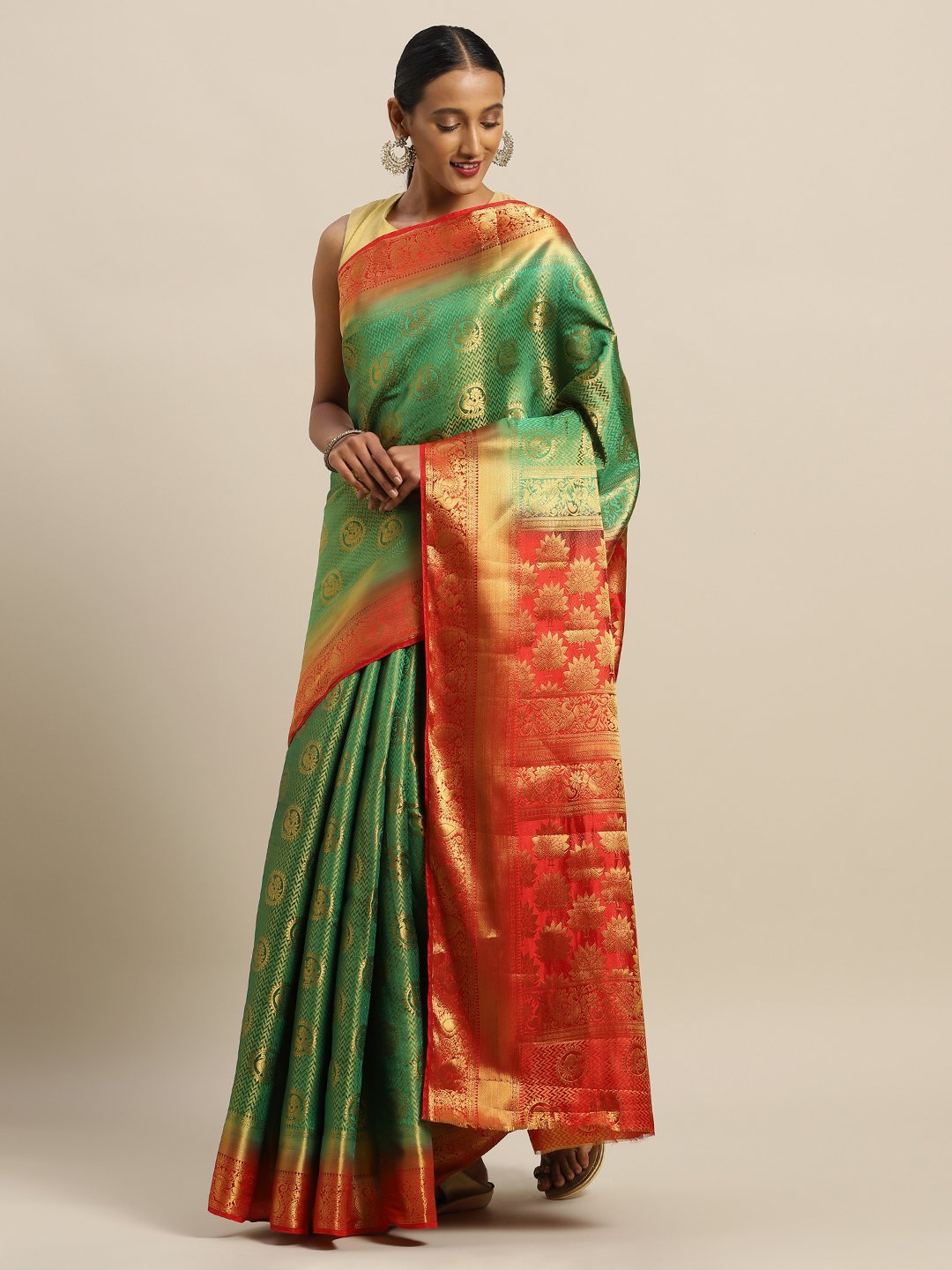 Women's Prints Silk Jacquard Traditional Saree - Sangam Prints