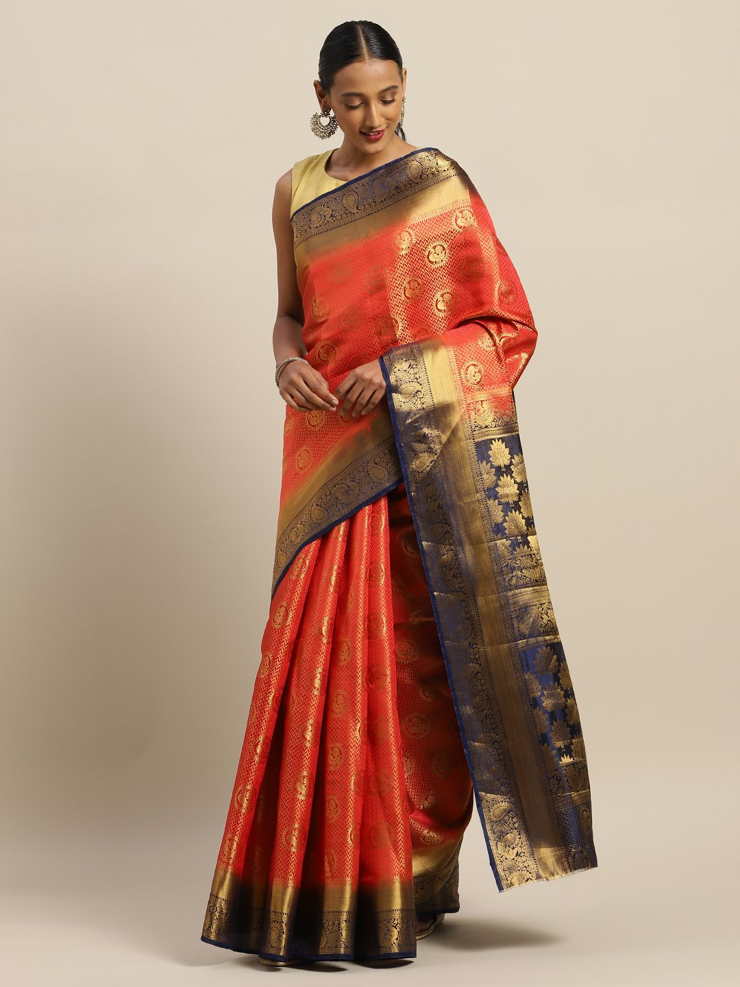 Women's Prints Silk Jacquard Traditional Saree - Sangam Prints