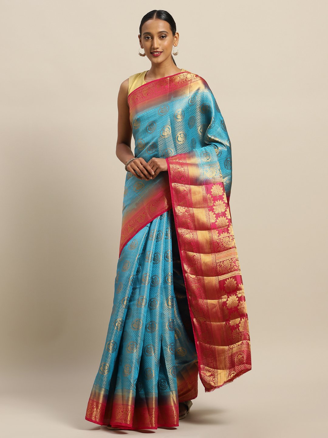 Women's Prints Silk Jacquard Traditional Saree - Sangam Prints