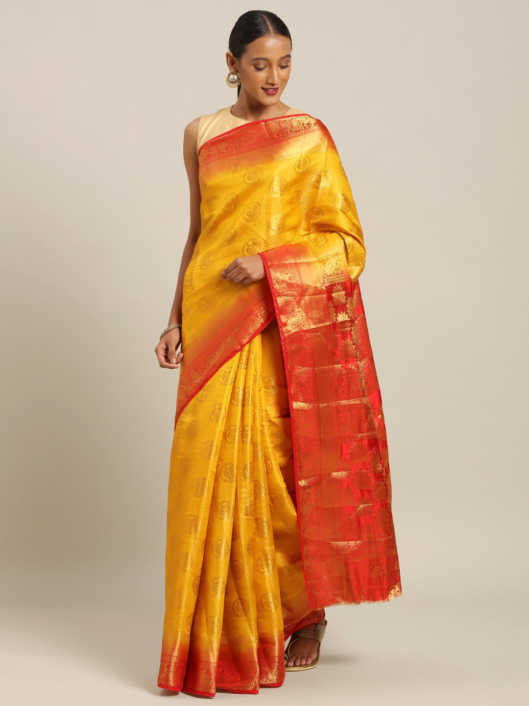 Women's Prints Silk Jacquard Traditional Saree - Sangam Prints