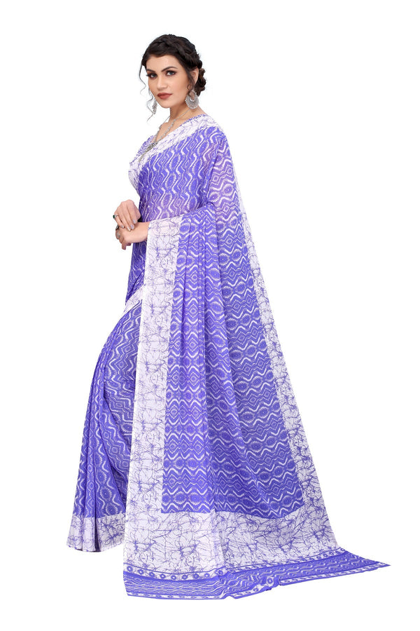 Women's Violet Printed Georgette Saree - Vamika