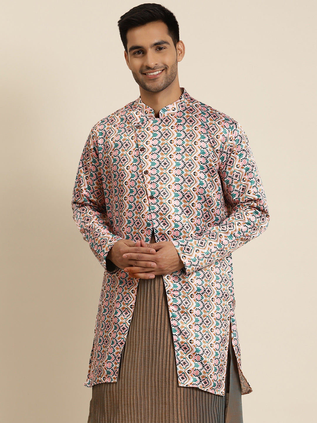 Men's Silk Blend White ONLY Sherwani Jacket - Sojanya